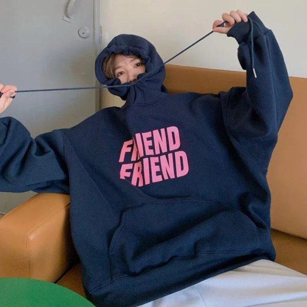 Trendy Oversized Friend Graphic Hoodie for Casual Spring Outfits