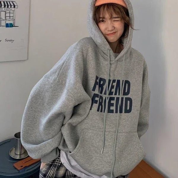 Trendy Oversized Friend Graphic Hoodie for Casual Spring Outfits