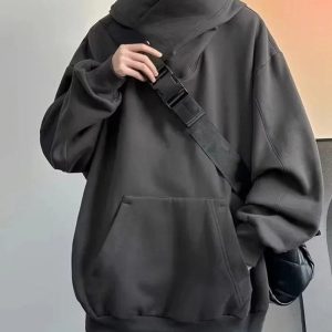 Trendy Oversized Futuristic Hooded Sweatshirt for Stylish Outfit Ideas