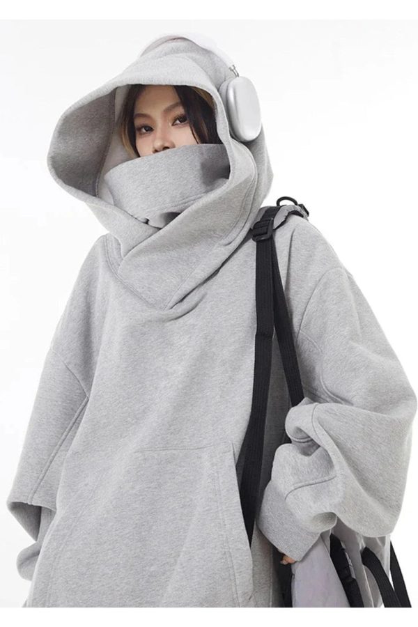 Trendy Oversized Futuristic Hooded Sweatshirt for Stylish Outfit Ideas