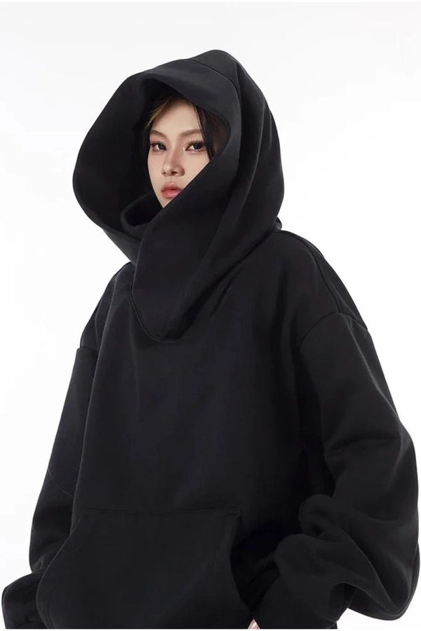 Trendy Oversized Futuristic Hooded Sweatshirt for Stylish Outfit Ideas