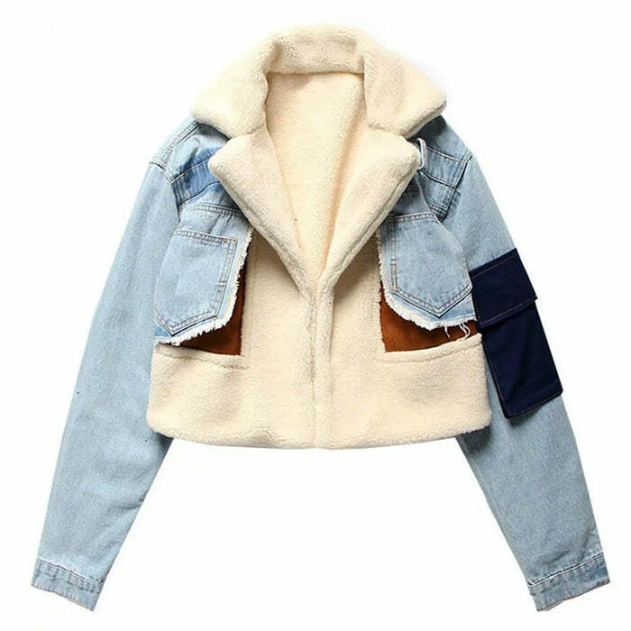 Trendy Patchwork Denim Cropped Jacket for Stylish Spring Outfits