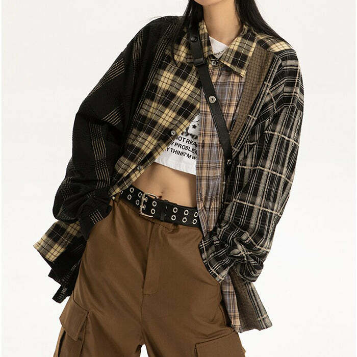 Trendy Plaid Oversized Shirt: Perfect for Casual Outfits & Concerts