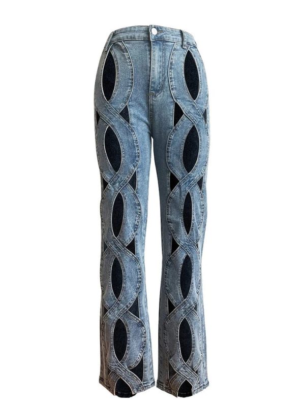 Trendy Twisted Rivet Cutout Denim Pants for Stylish Outfit Ideas