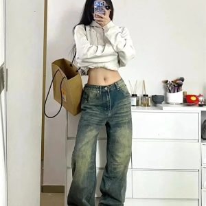 Trendy Washed Low-Rise Baggy Jeans: Perfect for Casual Outfits