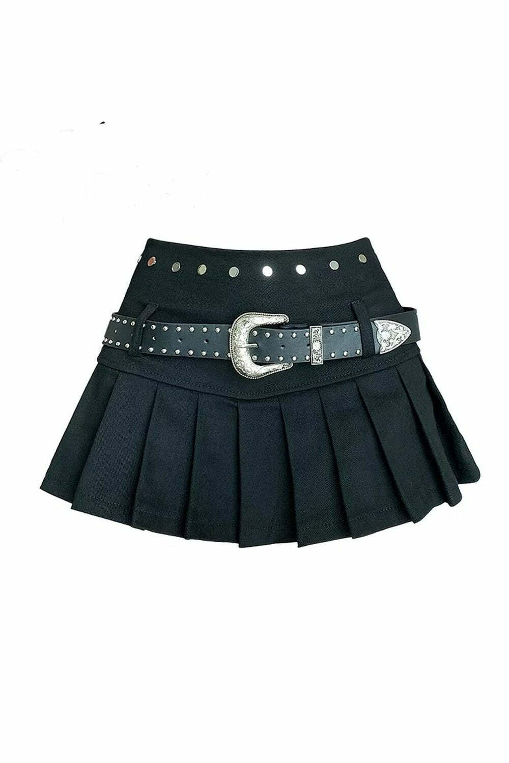 Trendy Western Buckle Pleated Mini Skirt: Perfect for Spring Outfits