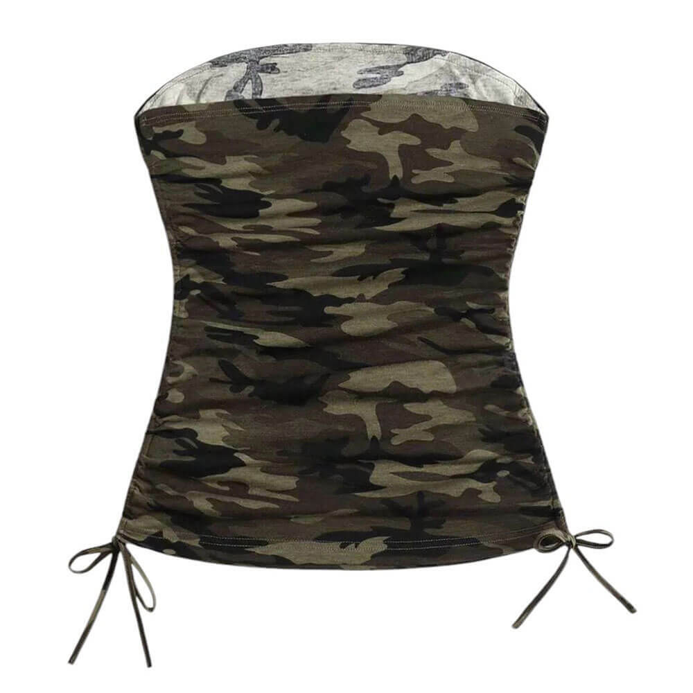 Trendy Y2K Camouflage Tube Top: Perfect for Concerts & Casual Outfits