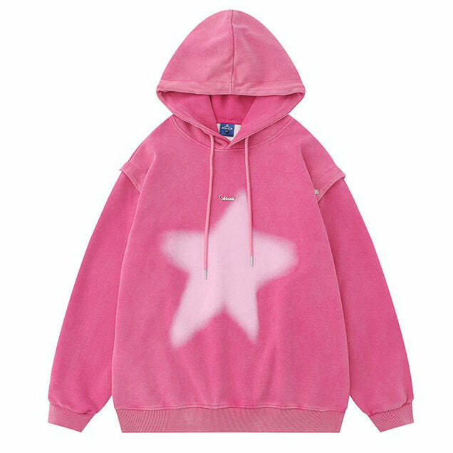 Trendy Y2K Hoodie with Graffiti Star Print for Stylish Outfit Ideas