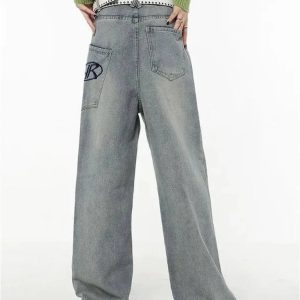 Trendy Y2K Loose Fit Logo Jeans: Perfect for Casual Outfits & Concerts