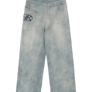 Trendy Y2K Loose Fit Logo Jeans: Perfect for Casual Outfits & Concerts