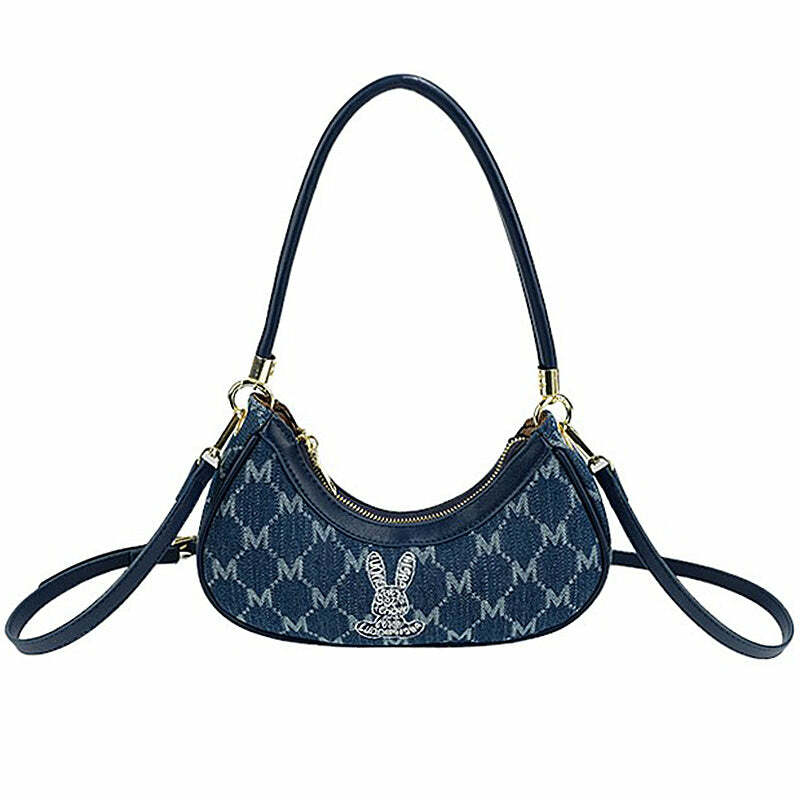 Trendy Y2K Monogram Denim Bag for Stylish Outfits & Everyday Looks