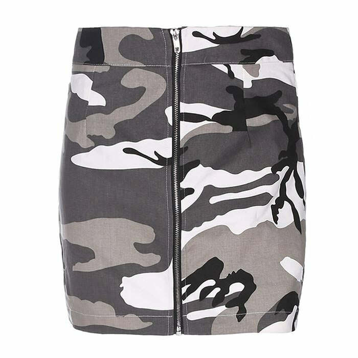 Trendy Zip-Front Camo Skirt: Perfect for Casual Outfits & Concerts