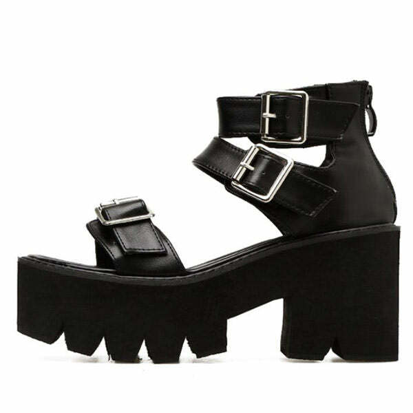 Triple Buckle Platform Sandals - Cute 2000s Outfits & Y2K Fashion