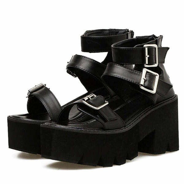 Triple Buckle Platform Sandals - Cute 2000s Outfits & Y2K Fashion