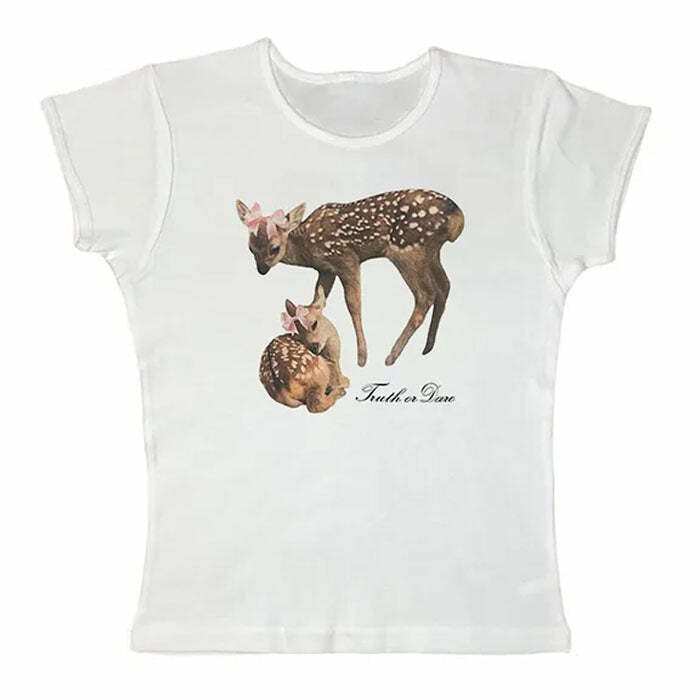 Truth or Dare Fawn Tee - Cute 2000s Outfits, Y2K Fashion Inspiration