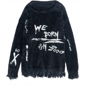 Urban Rebel Fuzzy Graffiti Sweater: Trendy Outfit Ideas for Every Occasion