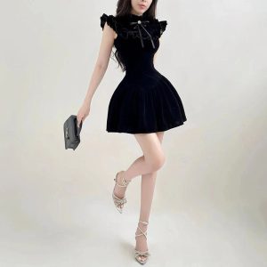 Velvet Ruffle Mini Dress: Perfect for Prom, Concerts, and Date Nights