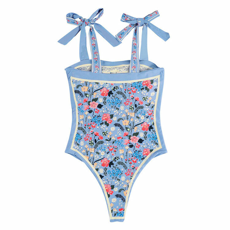 Versatile Tie Strap Reversible Blue Swimsuit for Stylish Summer Outfits