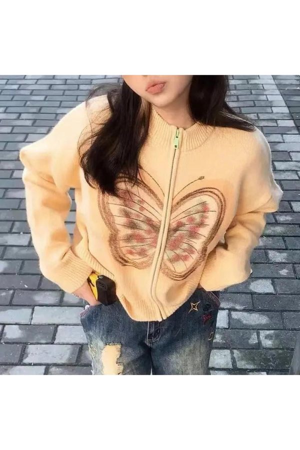 Vibrant Neon Butterfly Knit Cardigan: Perfect for Spring Outfits