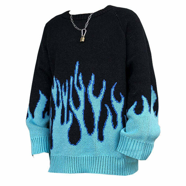 Vintage Blue Flame Sweater: Trendy Outfit Ideas for Every Occasion