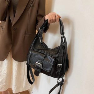 Vintage Buckled Satchel Bag - Y2K Fashion, Cute 2000s Outfits, Mcbling Style