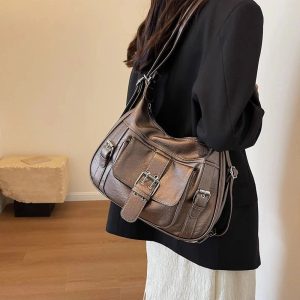 Vintage Buckled Satchel Bag - Y2K Fashion, Cute 2000s Outfits, Mcbling Style