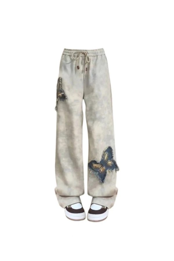 Vintage Butterfly Patch Joggers - Cute 2000s Outfits & Y2K Fashion