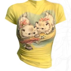 Vintage Kitten Graphic Top: Cute Outfit Ideas for Casual & Concert Looks