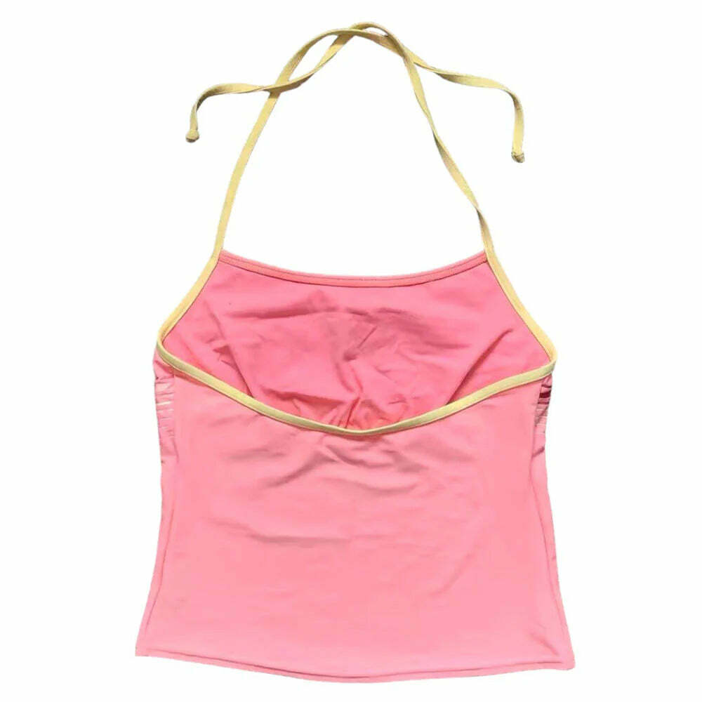 Vintage Pink Car Y2K Halter Top - Trendy Outfit Ideas for Every Occasion