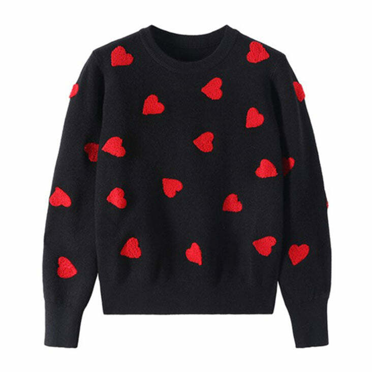 Vintage Red Hearts Sweater: Cute Outfit Ideas for Spring & Beyond