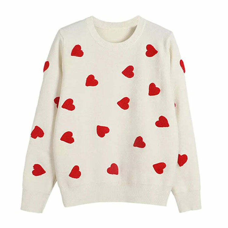 Vintage Red Hearts Sweater: Cute Outfit Ideas for Spring & Beyond