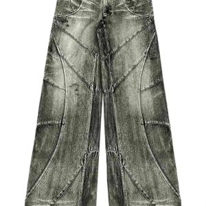 Vintage Washed Patchwork Jeans: Perfect for Casual Outfits & Concerts