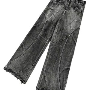 Vintage Washed Patchwork Jeans: Perfect for Casual Outfits & Concerts