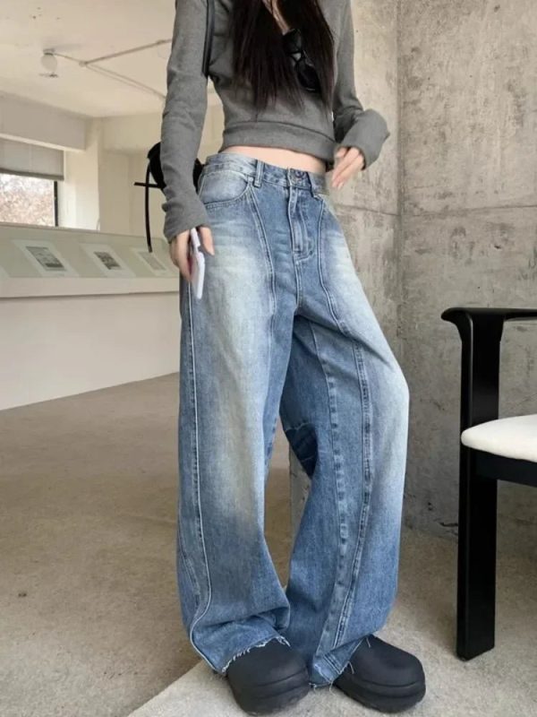 Vintage Washed Wide-Leg Jeans: Perfect for Casual Outfits & Spring Fits