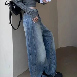 Vintage Washed Wide-Leg Jeans: Perfect for Casual Outfits & Spring Fits