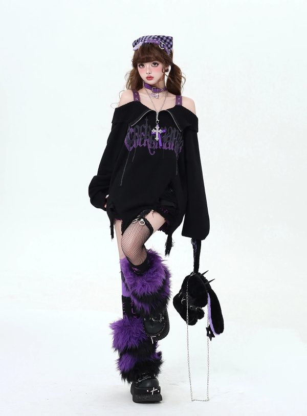 Violet Rebellion Chain Sweater - Y2K Fashion, Cute 2000s Outfits, McBling Style