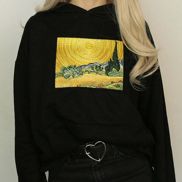 Wheat Field with Cypresses Hoodie - Cute 2000s Outfits & Y2K Fashion