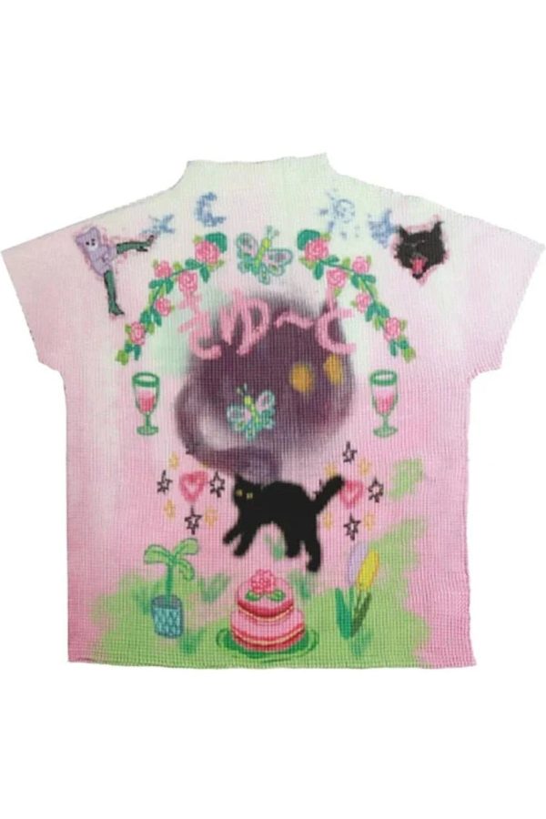 Whimsical Pastel Cat Knit T-Shirt: Cute Outfit Ideas for Every Occasion