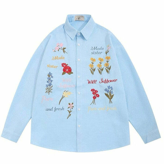 Wildflowers Embroidery Shirt: Perfect for Spring Outfits & Casual Looks