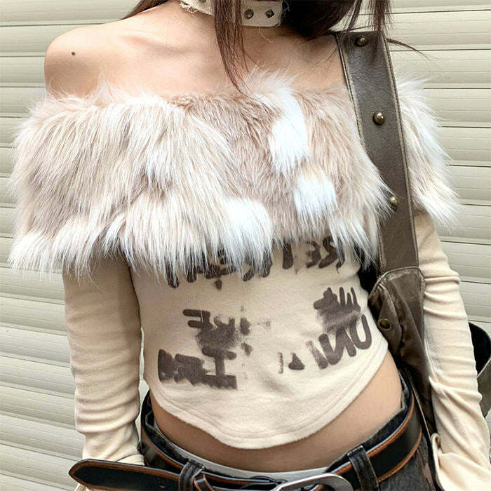 Y2K Aesthetic Fur Top: Trendy Outfit Ideas for Concerts & Casual Outfits