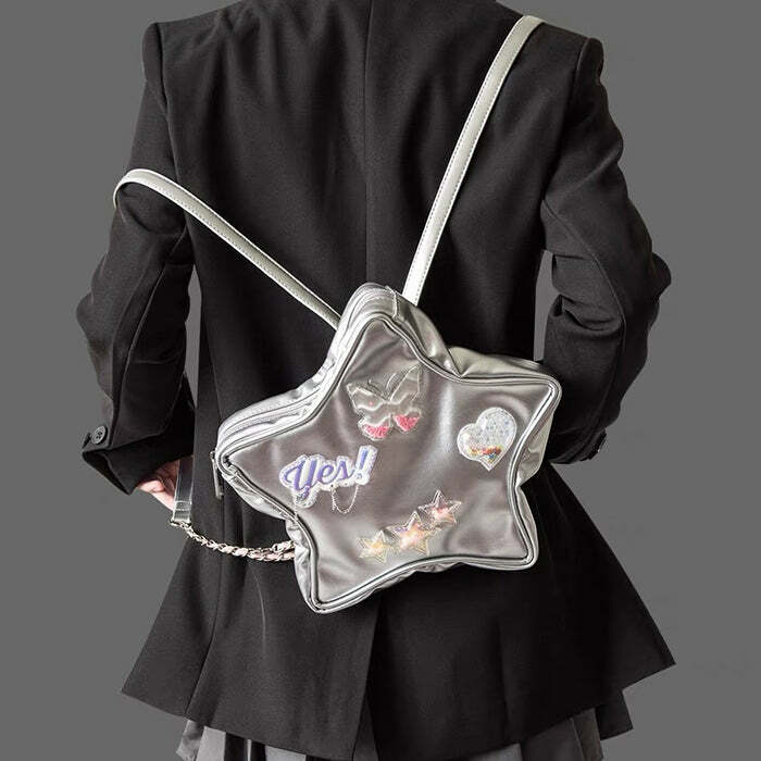 Y2K Aesthetic Star-Shaped Backpack for Concerts, Travel & Everyday Outfits