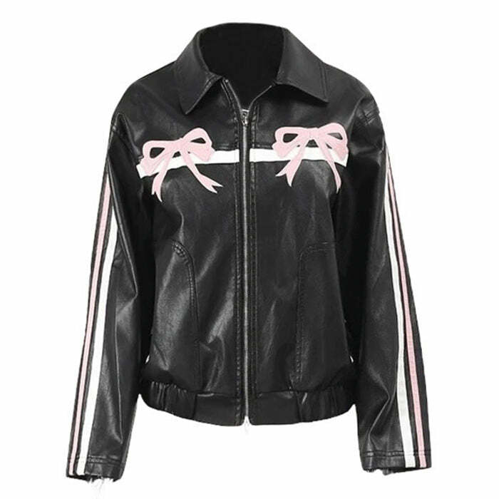 Y2K Bow Motorcycle Jacket: Trendy Outfit Ideas for Concerts & Casual Outfits