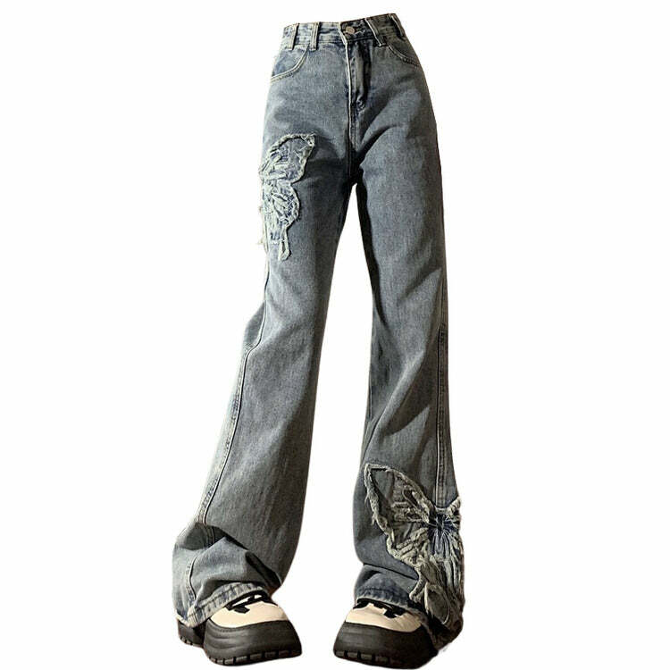 Y2K Butterfly Aesthetic Flare Jeans: Trendy Outfit Ideas & Styles