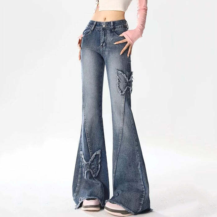 Y2K Butterfly Flare Jeans: Trendy Outfit Ideas for Spring & Beyond