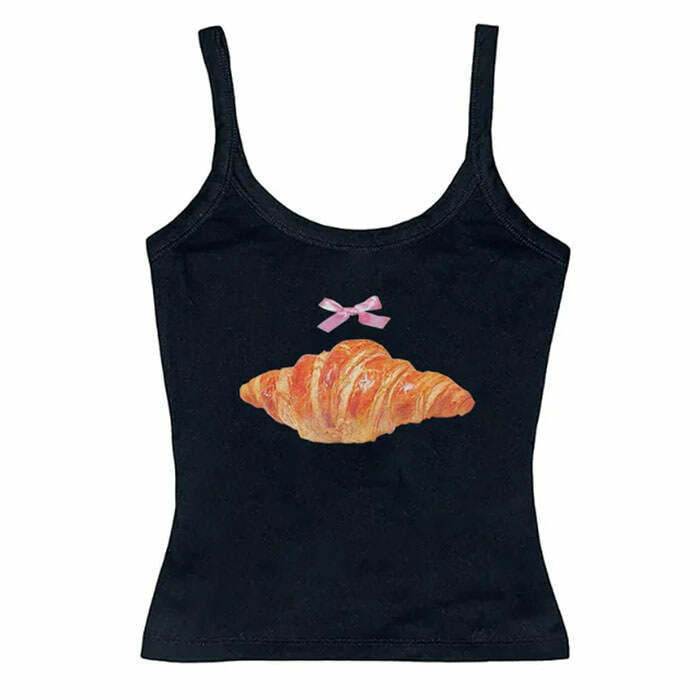 Y2K Croissant Print Tank Top: Trendy Outfit Ideas for Every Occasion