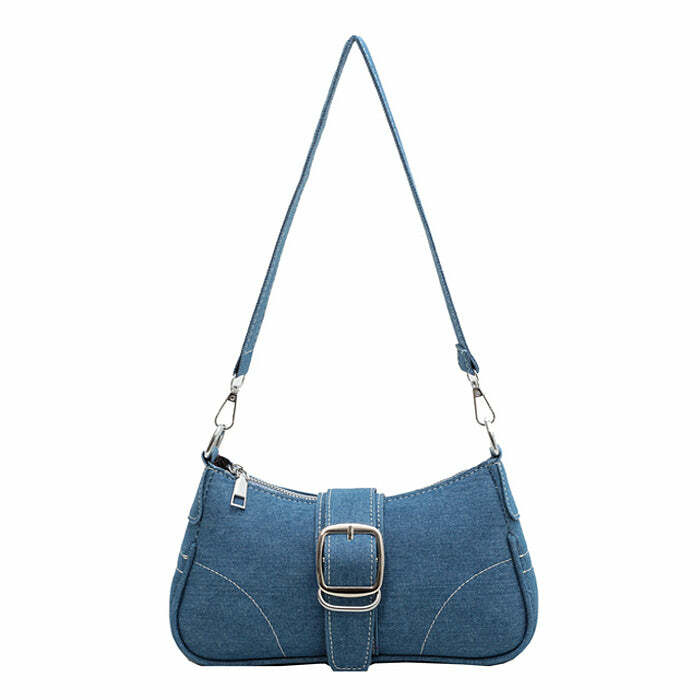 Y2K Denim Baguette Bag: Perfect for Concerts, Casual Outfits