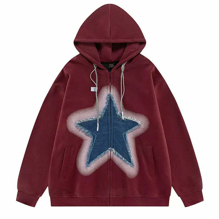 Y2K Denim Star Zip Up Hoodie: Trendy Outfit Ideas for Every Occasion