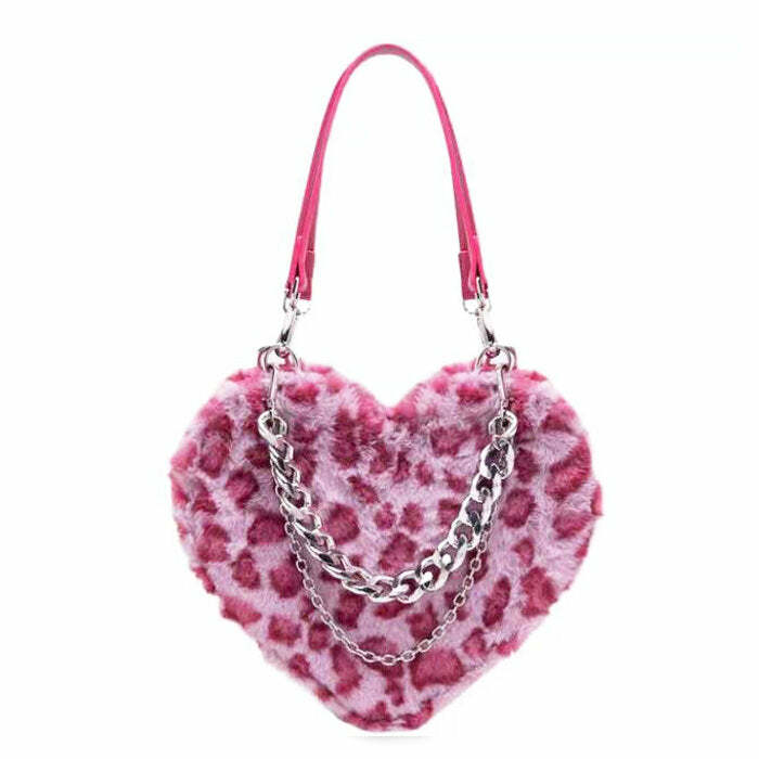 Y2K Heart Fuzzy Bag - Cute 2000s Outfits, Juicy Couture & Mcbling Fashion