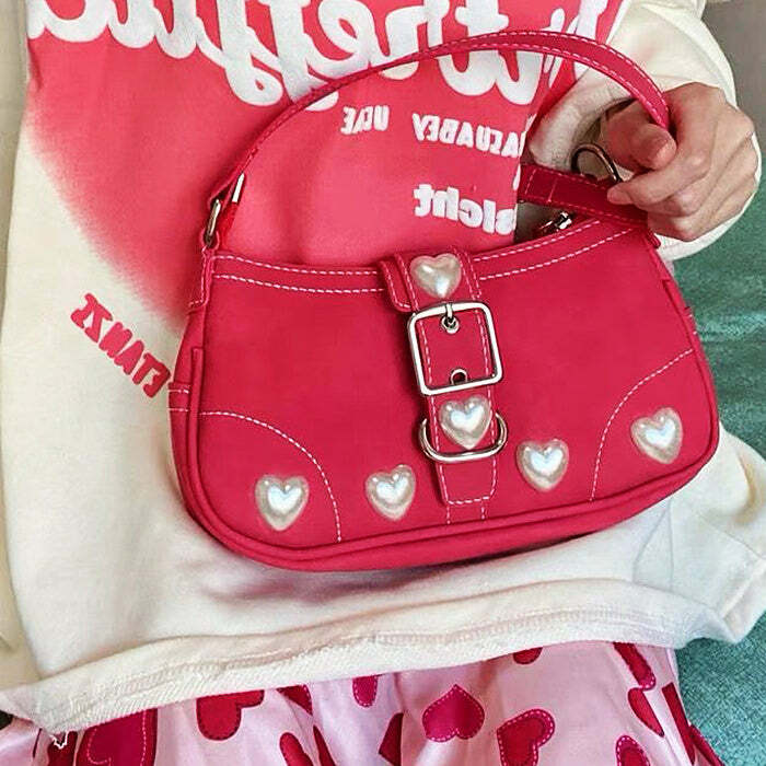 Y2K Pearl Heart Bag: Perfect Accessory for Concert, Date Night & Spring Outfits