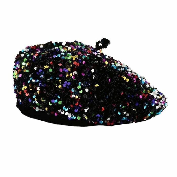 Y2K Sequin Beret Hat: Trendy Outfit Ideas for Concerts and Casual Outfits